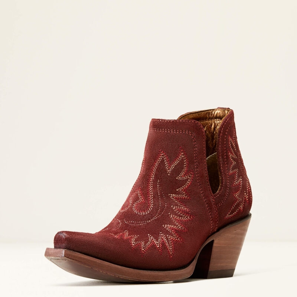 Ariat Dixon Merlot Suede Embroidered Ankle Boots NIB - Picture 4 of 11